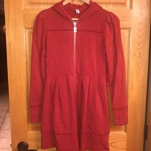 Burnt Orange Pink Lotus pleated tunic hoodie